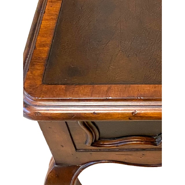 Wood Drexel Heritage Table With Leather Inlay For Sale - Image 7 of 13