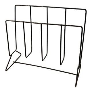 Mid-Century Modern Black Iron Wire Magazine Rack. For Sale
