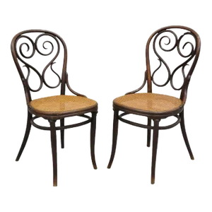 Early 20th Century Antique Michael Thonet #4 Bentwood & Cane Cafe Daum Bistro Dining Chair - a Pair