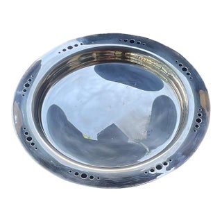 Vintage Kris Fiocca "Industrial Chic" Perforated Platter 14" Stainless Steel | Made in Usa | Circa 1980s For Sale