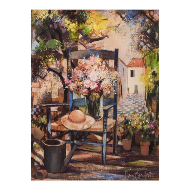 Robert Vernet-Bonfort, Surreal Garden, 20th-Century, Oil on Canvas, Framed For Sale