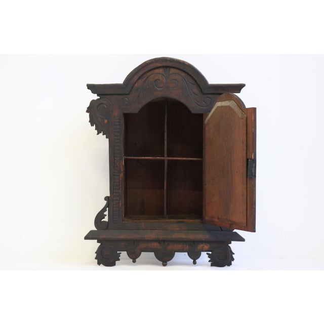 Antique Spanish Wall Cabinet with Knight Dark Patina, 1890 For Sale - Image 4 of 9