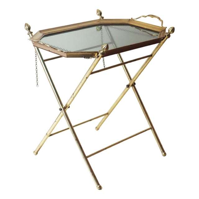 French Hollywood Regency Brass Tray Table, 1970s For Sale