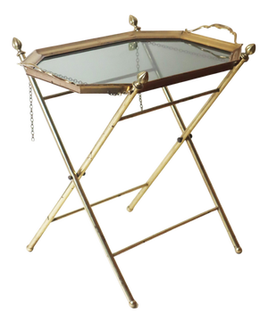 French Hollywood Regency Brass Tray Table, 1970s