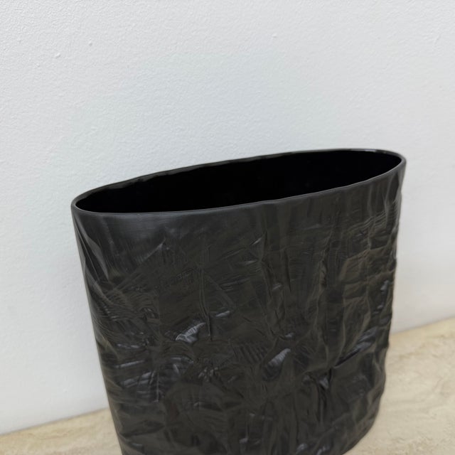 Bisque Black Porcelain Paper Relief Vase by Martin Freyer for Rosenthal, 1970s For Sale - Image 11 of 17