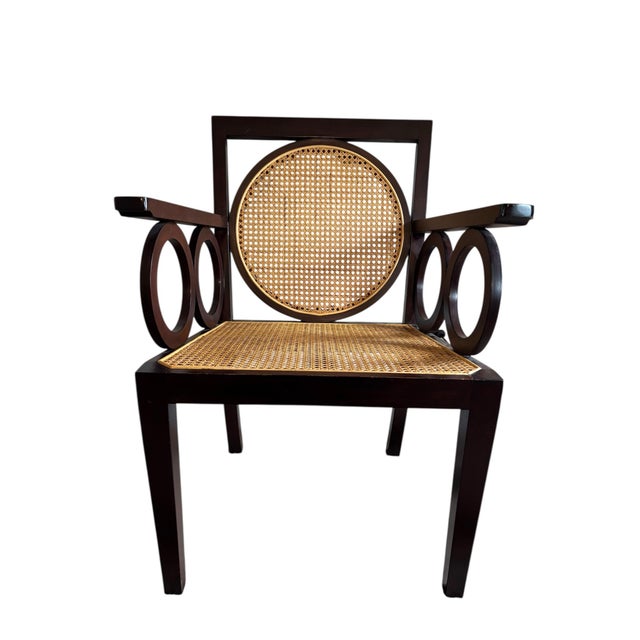 Single British Colonial style accent chair with cane seating & back. The perfect accent to your den, living room or hallway!