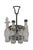 Antique Victorian cruet condiment set featuring etched glass bottles with footed silverplate caddy Dimensions: 6.25" x...