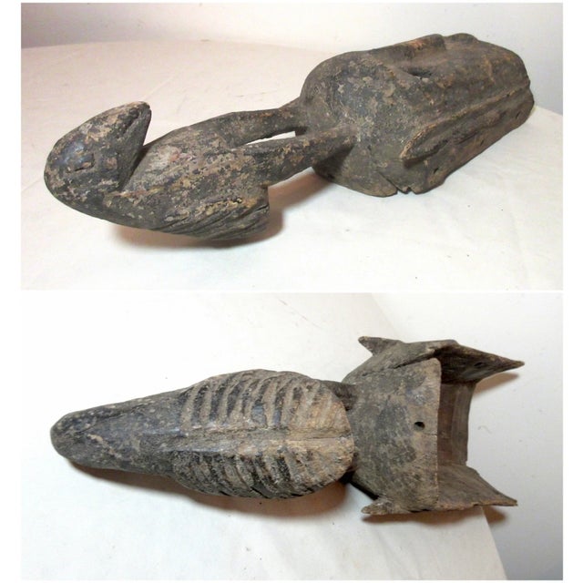 Antique 19th Century Hand Carved Dogon Tribe Mali African Figural Bird Mask 1800 For Sale - Image 11 of 12