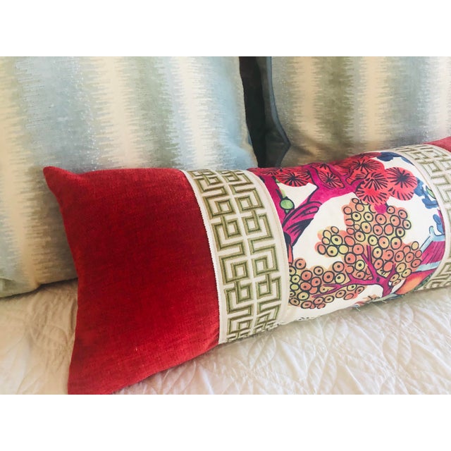 Thibaut Daintree Fuchsia & Red Chinoiserie Lumbar Pillow Cover With
