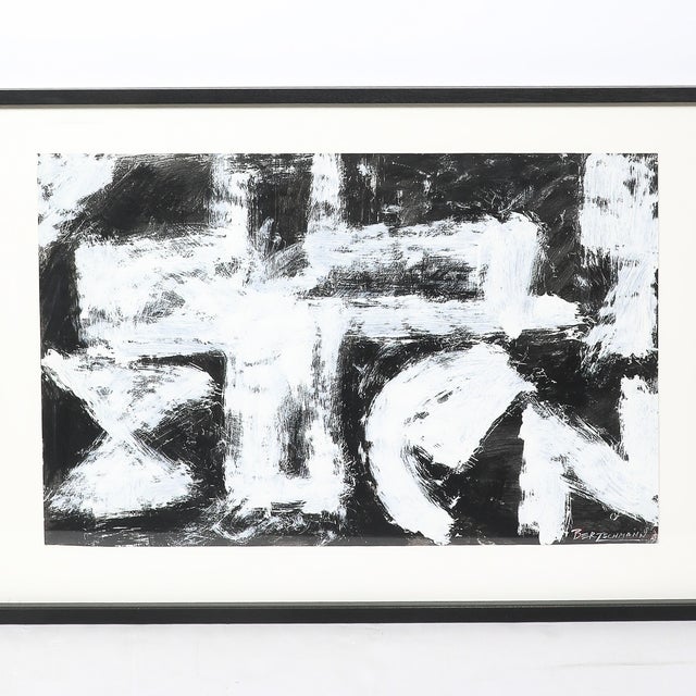 Mid-Century "Dakota Series" B&w Abstract Acrylic on Paper by Harry Bertschmann For Sale - Image 4 of 9