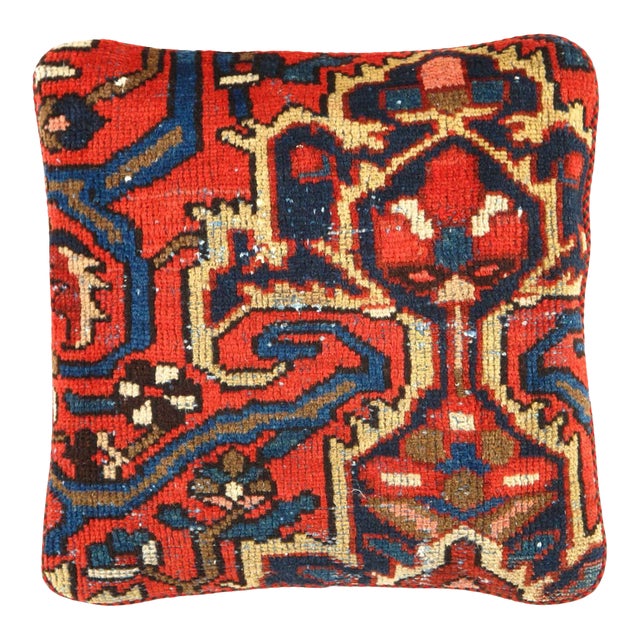 1980s Pasargad DC Pasargad Vintage Hand Knotted Bakhtiari Rug Pillow For Sale