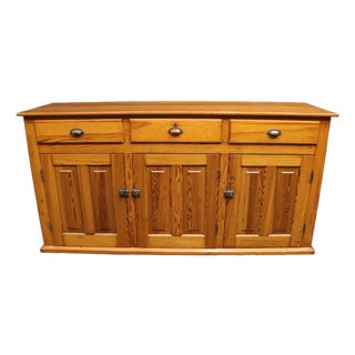 Pine Three-Door Sideboard/Store Counter With Three Drawers For Sale