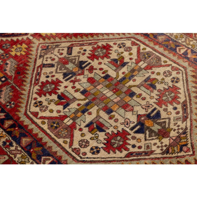 Antique Turkish Anatolian Runner Rug With Triple Medallion Motif in Crimson and Indigo Wool For Sale - Image 9 of 9