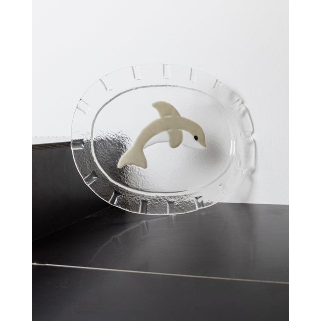 Mid-Century Oval Murano Glass Serving Platter Dolphin, Italy, 1980s For Sale - Image 8 of 12