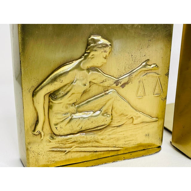 1930s Art Deco Scales of Justice Brass Bookends, Pair Chairish