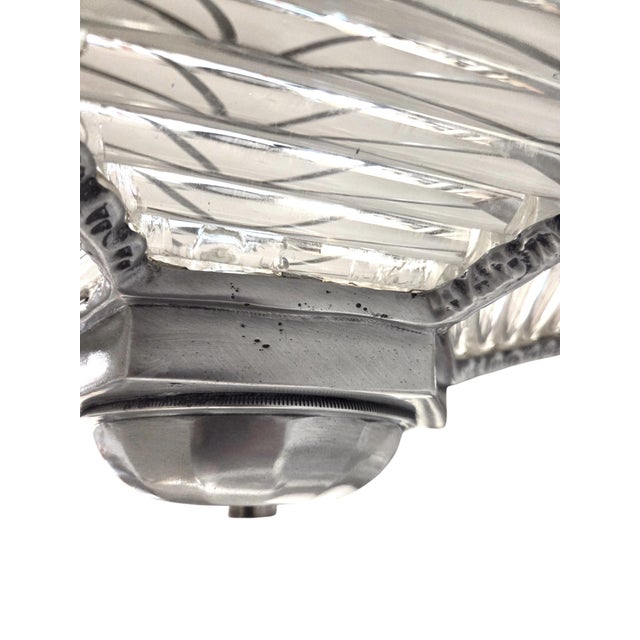 Small Art Deco Six Sided Glass and Aluminum Chandelier For Sale - Image 13 of 17