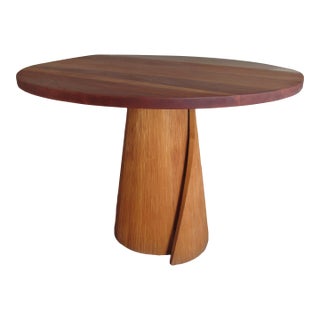 1990s Shibui Style Round Wooden Pedstal Dining Table Attributed to Nori Morimoto For Sale