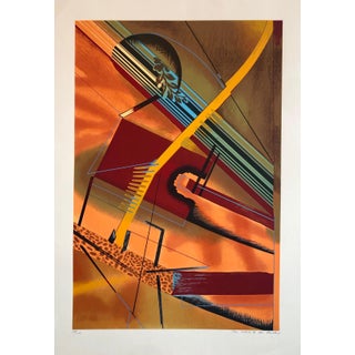 William Schwedler, Surrealist Architectural Landscape Silkscreen 1970s Chicago Modernist Lithograph, 1978 For Sale