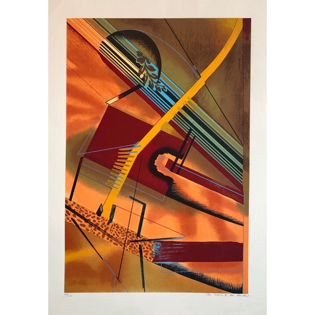 William Schwedler, Surrealist Architectural Landscape Silkscreen 1970s Chicago Modernist Lithograph, 1978 For Sale