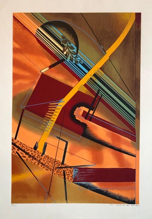 William Schwedler, Surrealist Architectural Landscape Silkscreen 1970s Chicago Modernist Lithograph, 1978