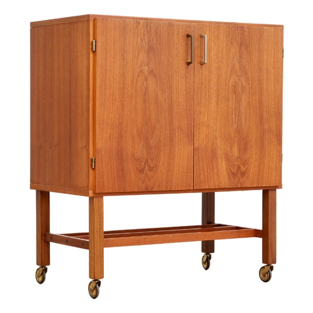 1960s Mid Century Teak Vinyl Record Cabinet For Sale