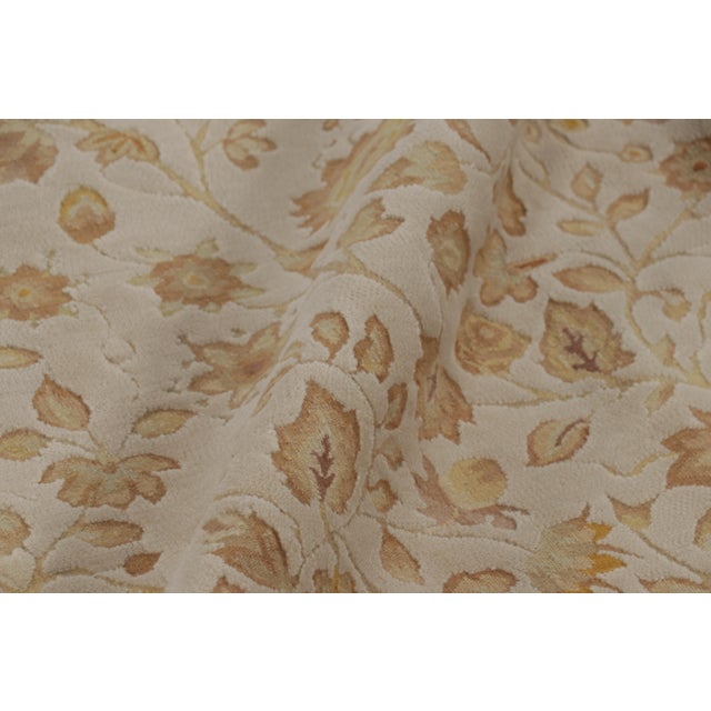 Rug & Kilim’s Tudor Style Rug in Cream With Beige-Brown Floral Patterns For Sale - Image 9 of 10