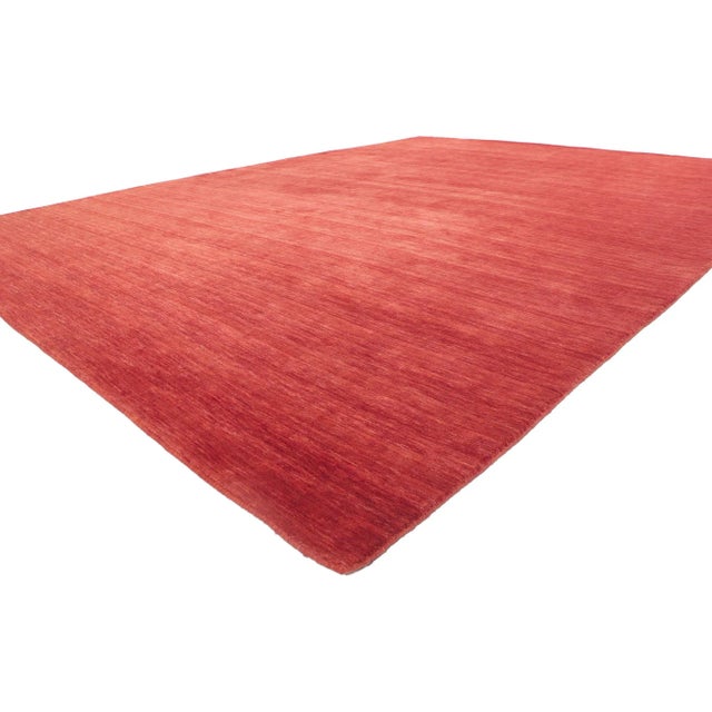 Contemporary Red Area rug with Modern Style 09'07 x 12'10. Effortless, elegant, and casual meets the eye in this...