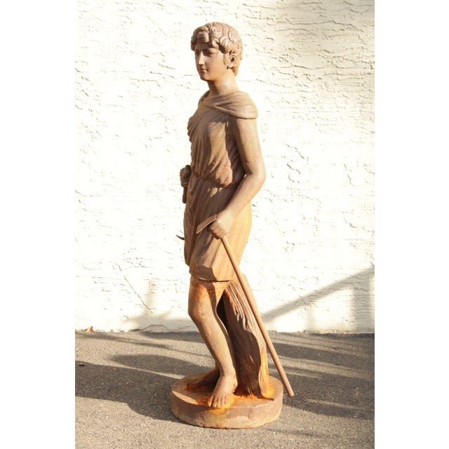 Traditional Mid 20th Century Classical Style Figural Life-Size Cast Iron Garden Statue For Sale - Image 3 of 12