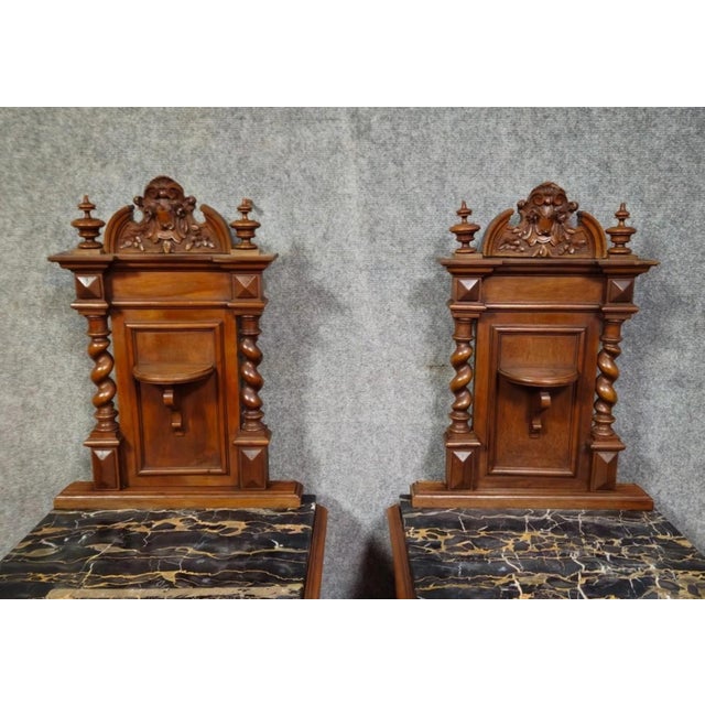 Wood Bedside Tables in Walnut with Black Marble Tops, Set of 2 For Sale - Image 7 of 13