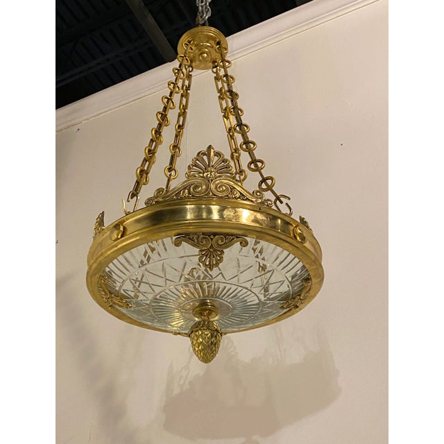 1900's French Empire Gilt Bronze Chandelier With Cut Glass For Sale - Image 9 of 9