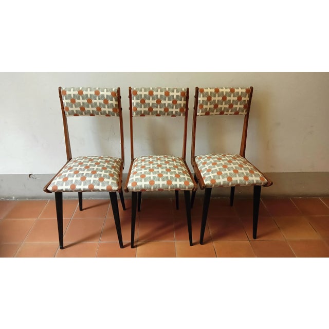 Vintage Italian Chairs in the style of Carlo Ratti, 1960s, Set of 6, in Restored conditions. Designed 1960 to 1969
