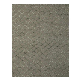 9x12 Gray Hand-Knotted Wool Viscose Latticed Shag Linesist Design Carpet Rug For Sale