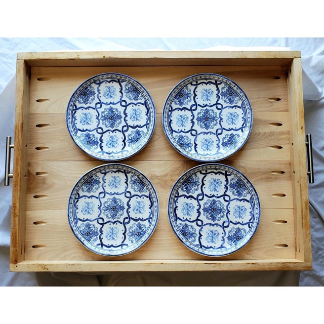 Williams-Sonoma Porto Blue & White Salad Plates – Set of 12 | Coastal Portuguese Ceramic For Sale - Image 11 of 11