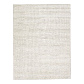 Modern Felted Textuted Ivory Handmade Wool Rug by Apadana For Sale