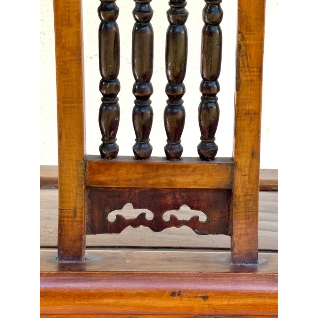 Antique Side Chair : Mid to Late 19th Century Chinese Elm Wood Vintage Chinese Side Chair- With a Warm Golden Glow! For Sale - Image 9 of 12