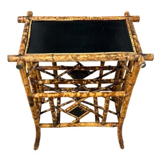 French Aesthetic Movement Japonisme Burnt Bamboo & Black Lacquer Side Table For Sale