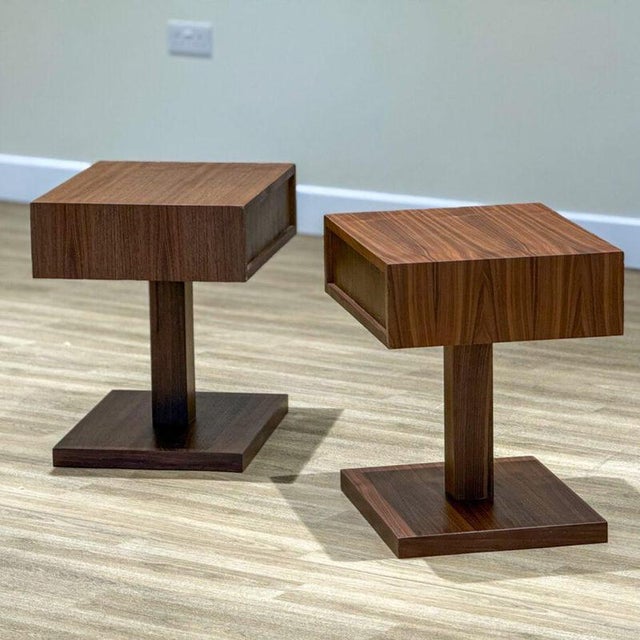Mid-Century Modern Walnut Bedside Tables, Set of 2 For Sale - Image 9 of 14