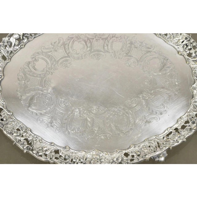 Mid 19th Century French Renaissance Bacchanal Scene Silver Plated Bacchus Figural Salver Tray For Sale In Philadelphia - Image 6 of 15
