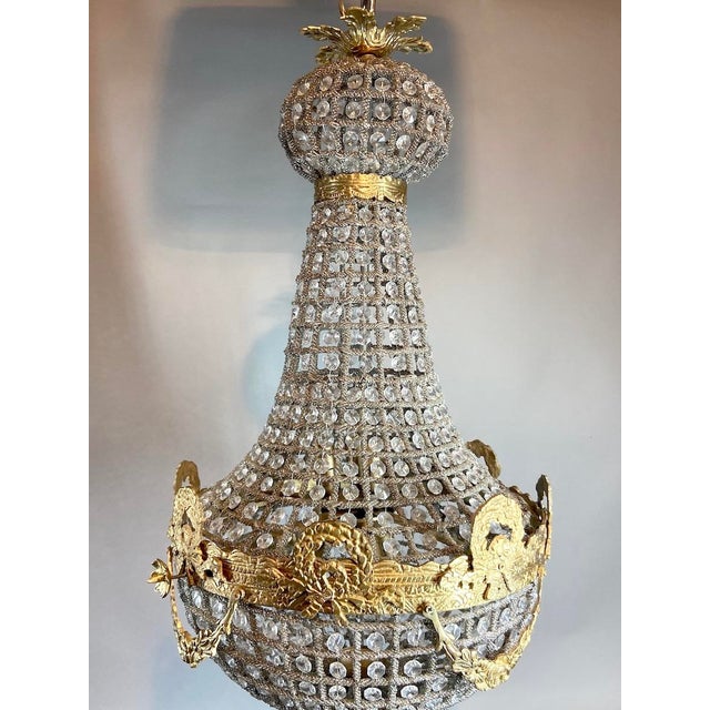 1980 Louis XVI Bronze Gold-Finish 6-Light French Chandelier For Sale - Image 4 of 17