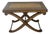 Kreiss Neoclassical Leather-Top Console Table With X-Base & Brass Stretchers For Sale