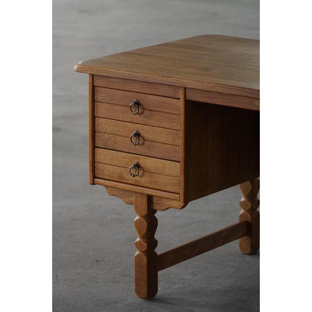 Mid-Century Modern Danish Freestanding Desk in Oak attributed to Henning Kjærnulf, 1950s For Sale - Image 18 of 18