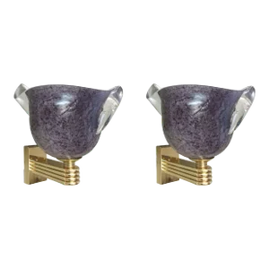 21st Century Purple Helmet Sconces, a Pair