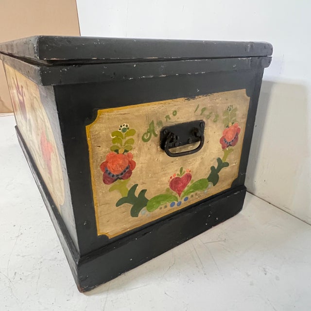 Wood D. 1958 Peter Hunt Handpainted Folk Art Wedding Chest, Provincetown For Sale - Image 7 of 9
