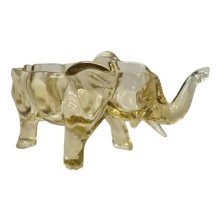 Vintage Amber Glass Consolidated Glass Elephant Candy Trinket Dish For Sale