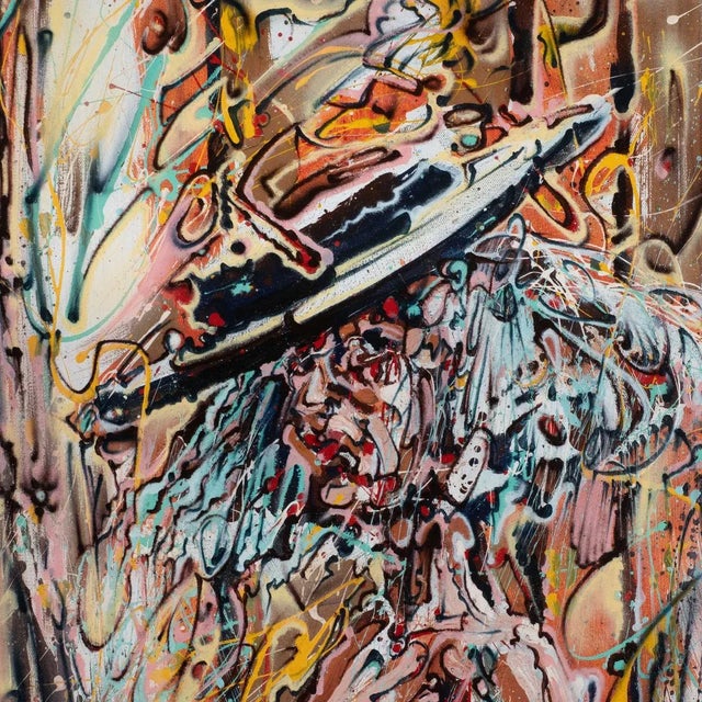 Modern "Portrait of a Woman With Hat" Contemporary Modernist Abstract Figurative Oil Painting by Costain For Sale - Image 3 of 9