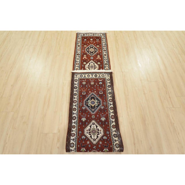 Fine Kashmar Runner 1’10” X 10’1” Red Wool Traditional Hand-Knotted Rug For Sale - Image 14 of 15