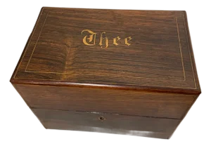 Antique 19th Century Handmade Marquetry Wooden Dutch Thee Tea Caddy Box