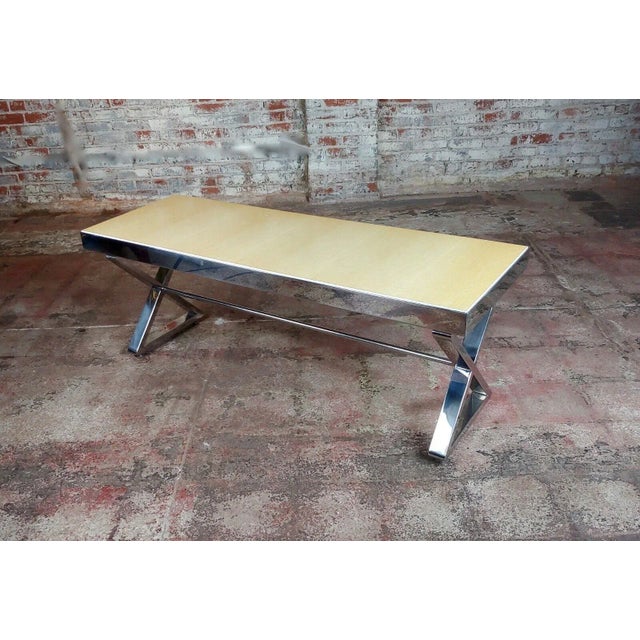 Beautiful Designer Chrome Coffee Table with Lacquered wooden top size 55 x 18 x 21" A beautiful piece that will add to...