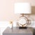 Pasargad Home Sphere Collection White Circular Piece of Marble and Metal Modern Table Lamp with White Shade For Sale In New York - Image 6 of 8