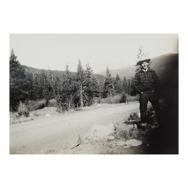 Early 20th Century Snapshot Photograph Man at Mountain Road For Sale